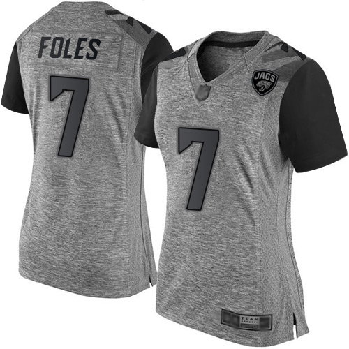 Nike Jacksonville Jaguars 7 Nick Foles Gray Women Stitched NFL Limited Gridiron Gray Jersey